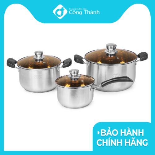 Bộ 3 nồi Inox đáy từ Greencook GCS08-T1