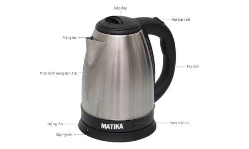 Ấm siêu tốc Matika 1.8 lít MTK-1811